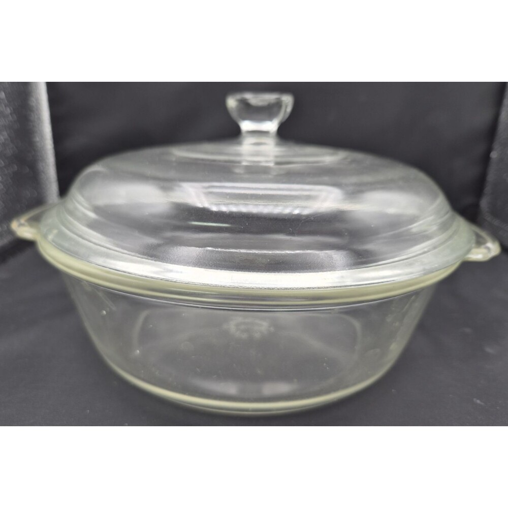Vintage Fire-King Clear Glass Covered Casserole Dish with Lid 1.5 Qt